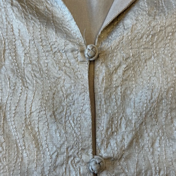 Eileen Fisher Light Tan Blazer Blouse 100% Silk with silk lining - Picture 8 of 13